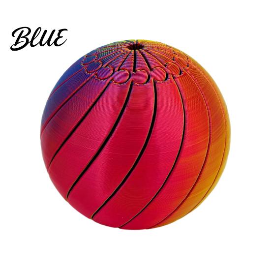 Anxiety Relief Toy 3D Printed Fidget Ball Sensory Spinner Gear Sphere with Stress Liquid Flow Effect Twistable Desk for Office Home Spiral Groove