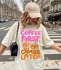 Lustiges Kaffee-Grafik-T-Shirt für Damen | Y2K Ästhetik Retro-Shirt und Kinder-T-Shirt | Buntes Kaffee-Liebhaber-Geschenk | Süßes Slogan-T-Shirt
