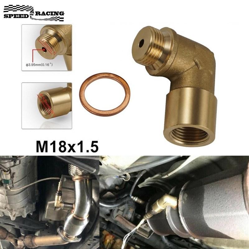 M18 x 1.5 Brass Fitting Universal Connector Plug Kit Exhaust P0420 P0430 90 Degree O2 Oxygen Sensor Spacer Extender Tools