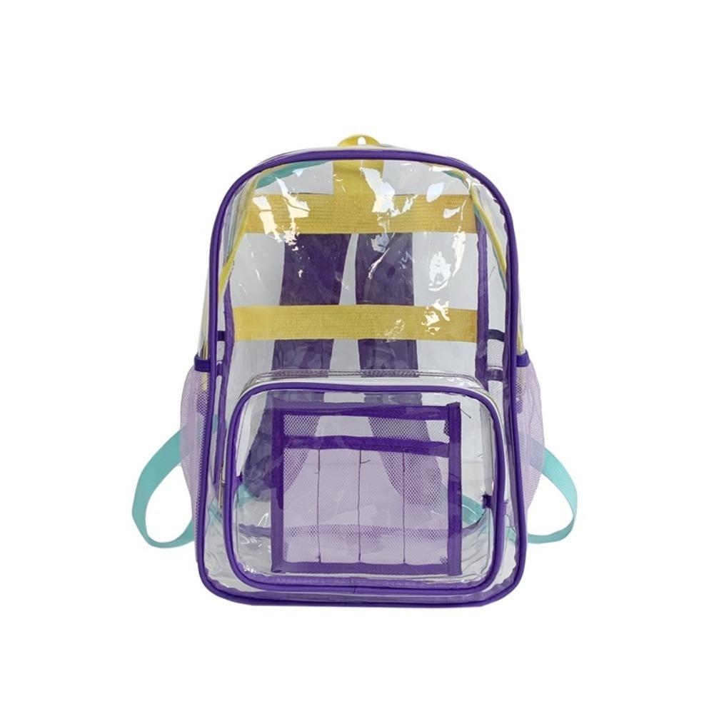 

New Large Capacity Shoulder Messenger Bag Pvc Jelly Waterproof Clear Backpack Transparent Schoolbag фиолетовый