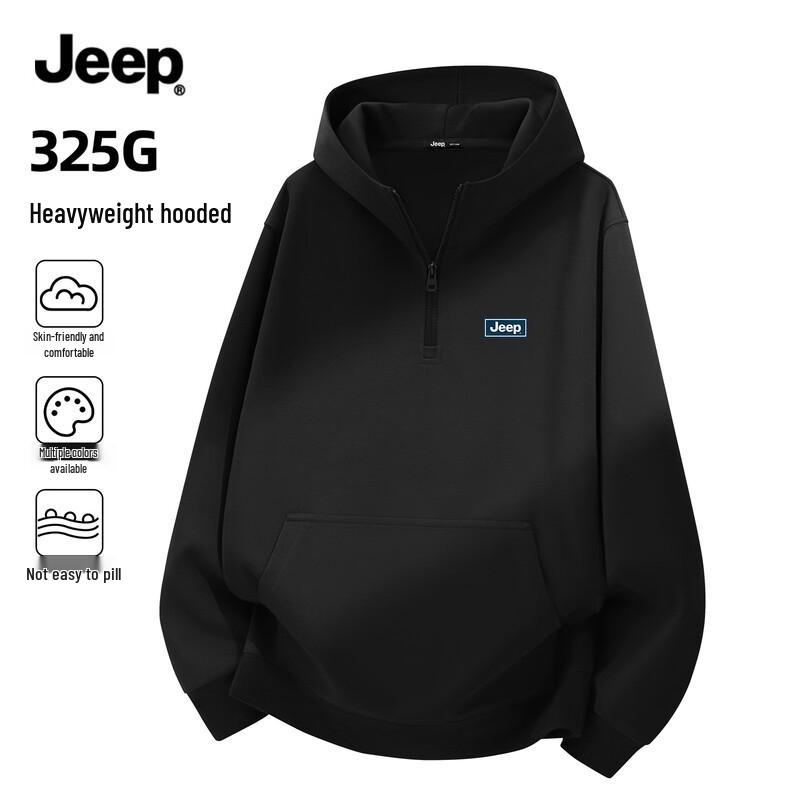 JEEP Men's Casual Half-Zip Hooded Sweatshirt