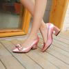 Spring, summer and autumn new sweet bow middle heel single shoes women's sexy pointed rhinestone thick heel shoes