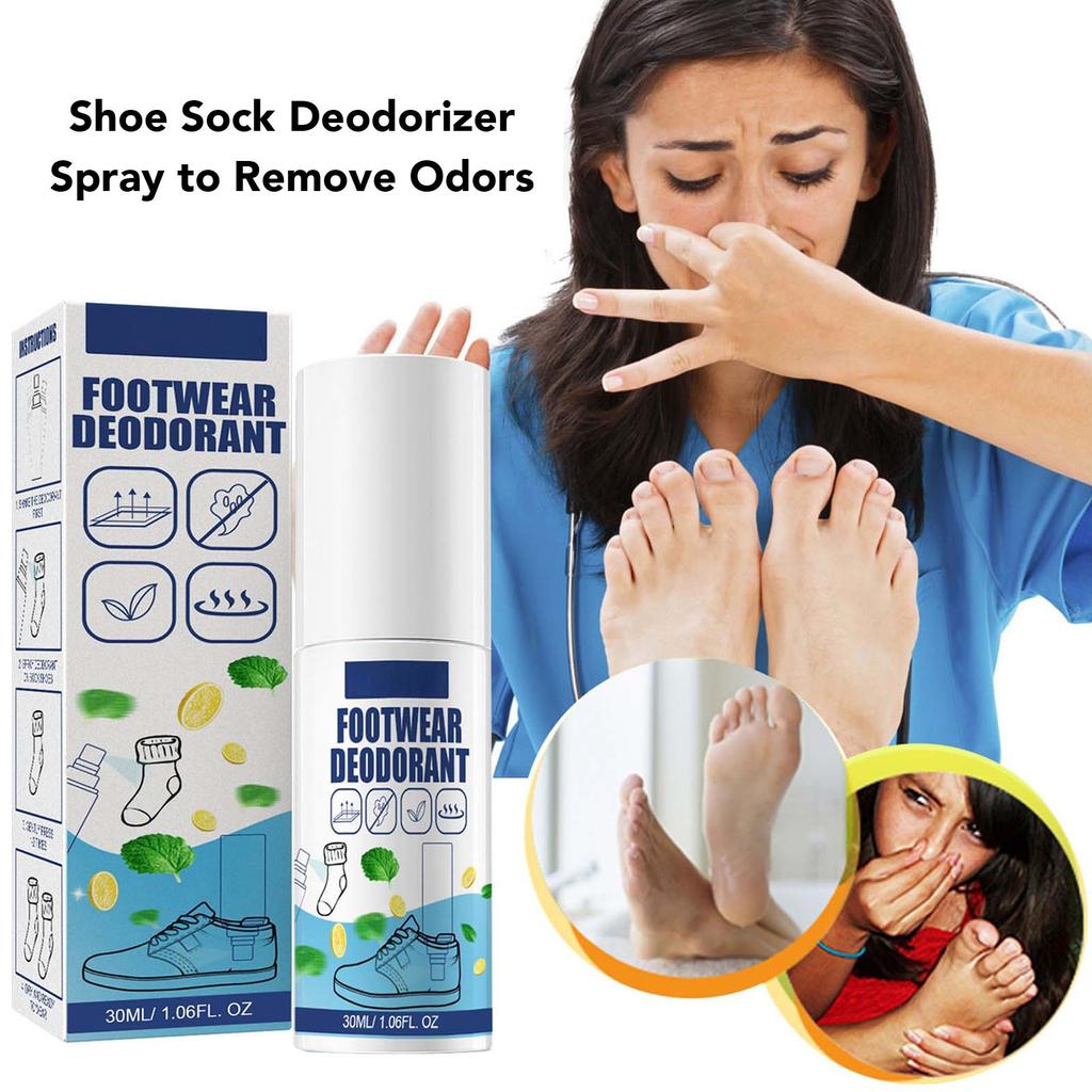 3 Pcs Shoe Deodorizer Spray Long Lasting Freshness Odor Eliminator Lemon Mint Extract Sneaker Odor Spray for Boots Sandals 30ml