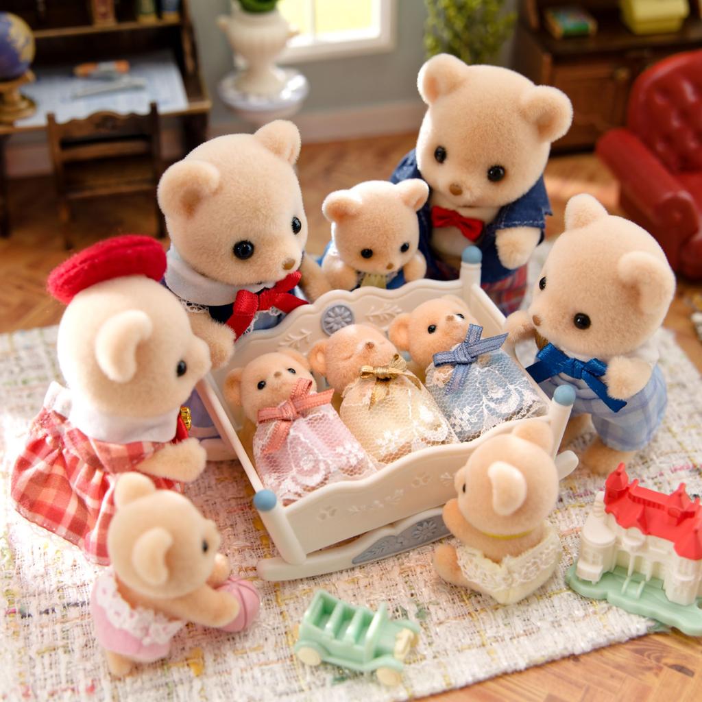 Sylvanian Families Dolls Bear Triplets Healthy ST Mark Certified Toy Dollhouse for Ages 3 and Sylvanian Epoch [Biscuit Set] FS-63 Up, Families,
