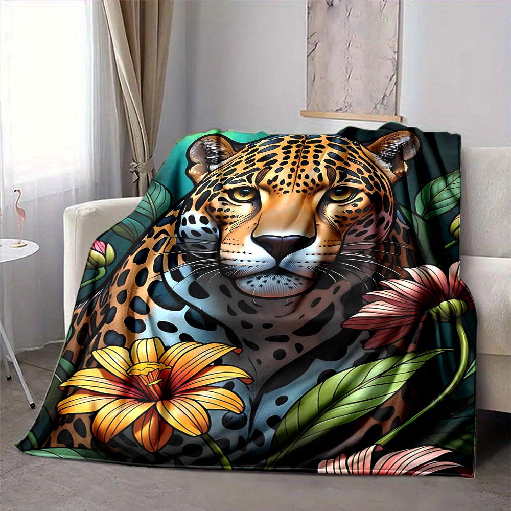 1pc Leopard Print Blanket Lightweight Blanket Throw Blanket For Sofa, Bed, Travel, Camping, Livingroom, Office yy251010039