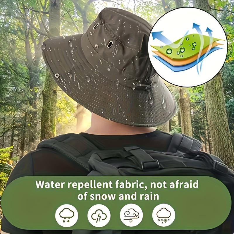 1pc Outdoor Mountaineering Fishing Bucket Hat Outdoor Travel Wide-brimmed Sun Hat Camping Drawstring Sunscreen Fisherman Hat