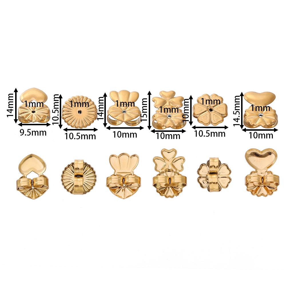20pcs/lot Gold Color Flower Heart Stainless Steel Earring Studs Ears Hook Backs Stopper For Jewelry Making Earring Stoppers