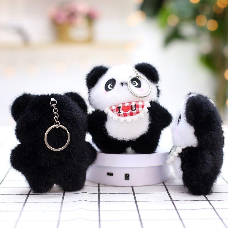 Niedliche Latzhose Plüschtiere Nationales Schatz Großer Panda Puppe Tasche Hängende Dekoration Schlüsselanhänger Puppe