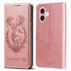 For iPhone 16 Plus Stand Case Lucky Deer Imprinted Magnetic Closure Leather Wallet Phone Cover