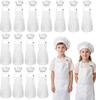 Kids Apron and Chef Hat Set, 30 Pieces Adjustable for Cooking Baking Painting, Ages 6-13, White
