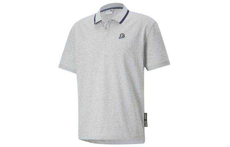 PUMA Polo Shirts Men s Light Gray Polo Collar Moderate Straight Fit 536945-04 M