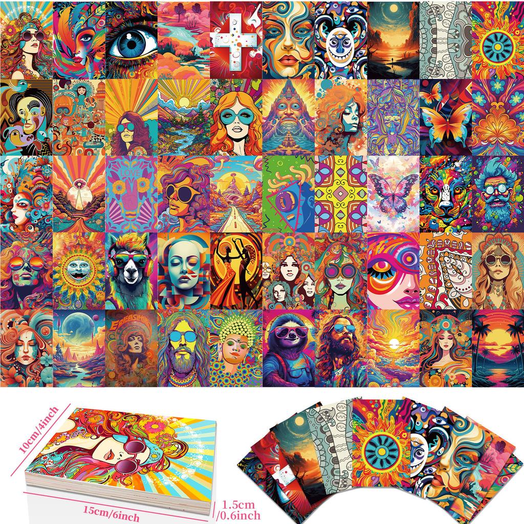 50 Colorful Wall Cards Hippie Style Creative Fashion Photography Wall Decoration