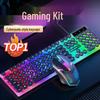 Retro Punk Luminous Gaming Keyboard & Mouse Set with Mechanical Feel - Wired Esports Style