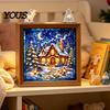 Innen-Haus-Dekoration DIY Weihnachten Acryl-Puzzle Nachtlicht, Holzrahmen Handmontiertes Puzzle Schreibtischlicht Lampe, Kreatives LED für Schlafzimmer