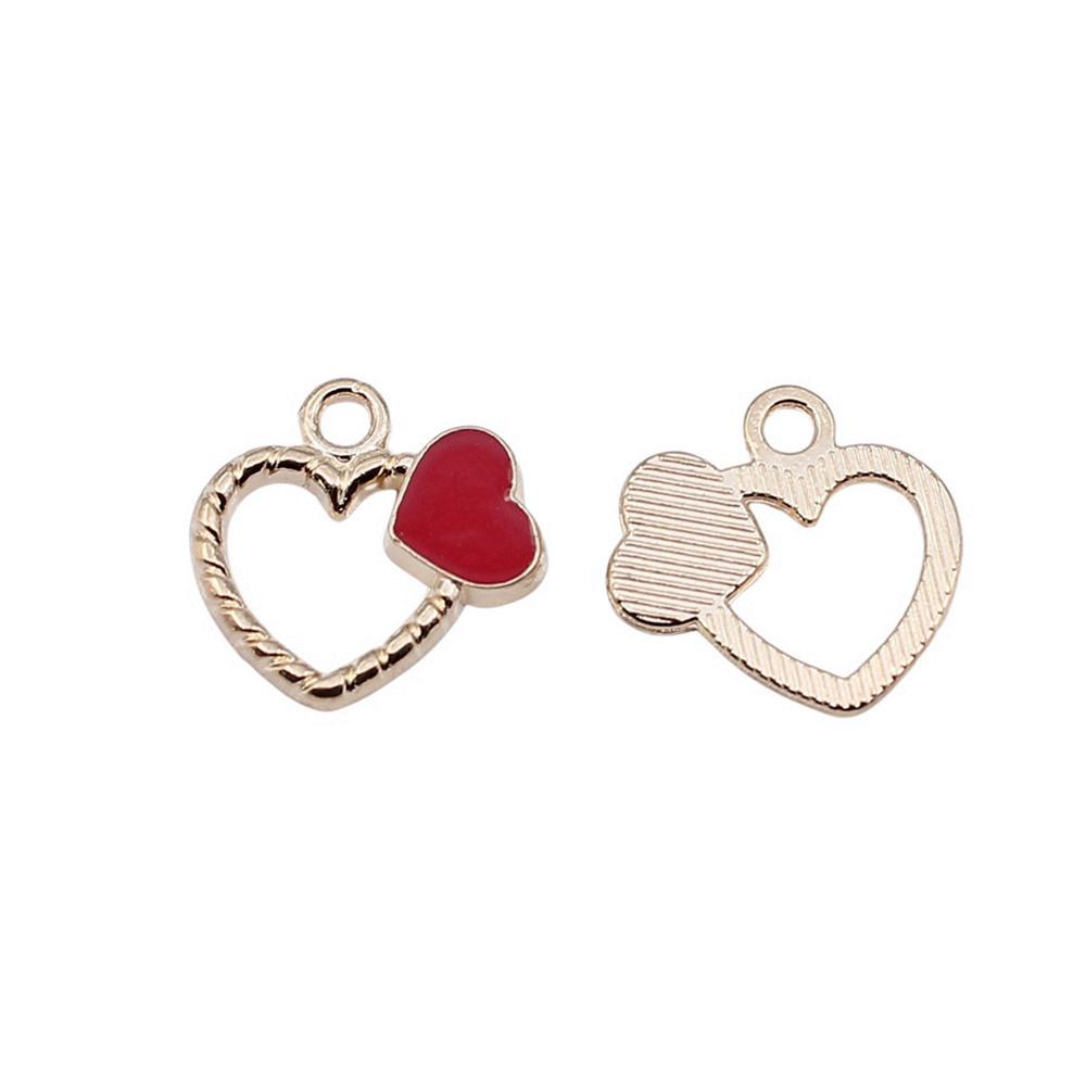 Love Heart Enamel Charms Multi Color Pendants For Romantic Jewelry Component