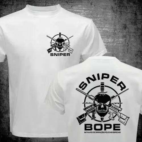 Brazil Military Unit BOPE Special Forces Sniper Men T-shirt Casual Streetwear 100% Cotton Loose Tops Breathable Tee