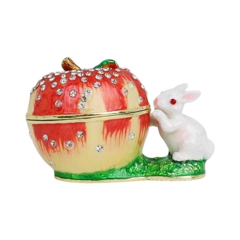 

Exquisite Enamel Squirrel Fruit Alloy Jewelry Box With Diamonds Accent Jewelry Organizers For Elegant Storage And Display 1