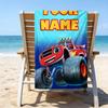 1 Stück Blaze und die Monster-Maschinen 3 Strandtuch mit individuellem Namen, Strand-/Schwimm-/Bade-/Picknick-/Camping-Handtuch, Geeignet für Strandurlaub am Meer