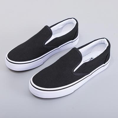 Hand-painted Canvas Shoes Small White Shoes Lazy One Foot Stirrup Men and Women Couples Models Students Elastic Sleeve Foot Board Shoes