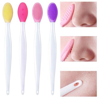 6 Stück Silikon-Nasenbürste Weiches Silikon Beidseitig Gesichtsreiniger Peeling Mitesserentferner Sanft zur Haut