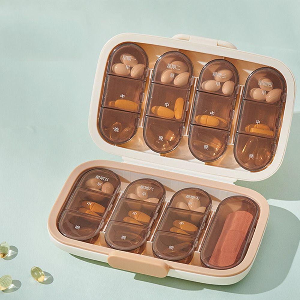 Large Capacity Pill Case 21/22 Grids Medicine Storage Containers Medicine Divider Case  Outdoor