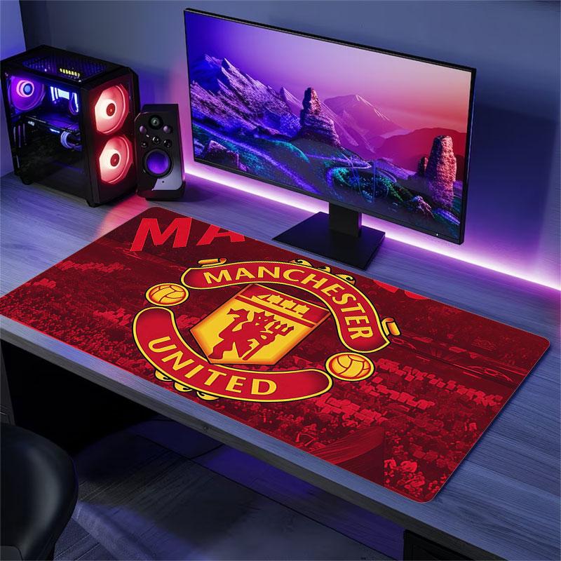 Man United Mouse Pad, Large Gaming Desk Mat, Non-slip XXL Mousepad for Laptop & Tablet, Mini PC Playmat with Stitched Edges