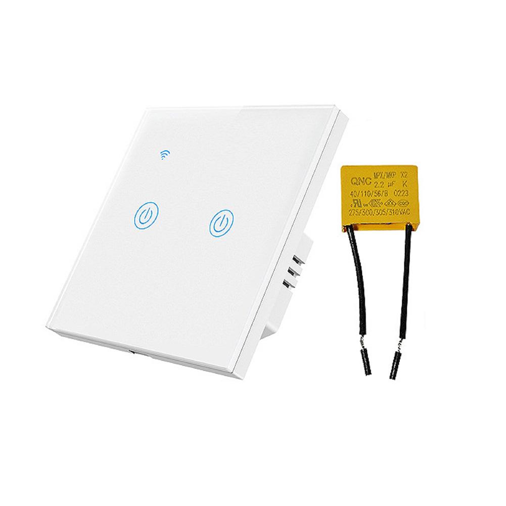 Intelligenter WiFi-Wandschalter mit 2 Tasten für das Tuya-Ökosystem Optionale Ein-Draht-Installation Neutralleiter Optional EU-Standard