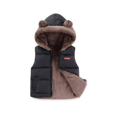 Children's Lamb Fleece Vest Boys and Girls New Cotton-padded Jacket Baby Thickened Hooded Padded Jacket Middle and Small Children