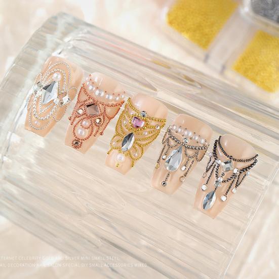 1 Set 6 Grids Nail Art Beads Kit with Storage Box 3D Nail Art Metal Caviar Beads DIY Manicure Design Decoration Balls Charm Nail Accessories