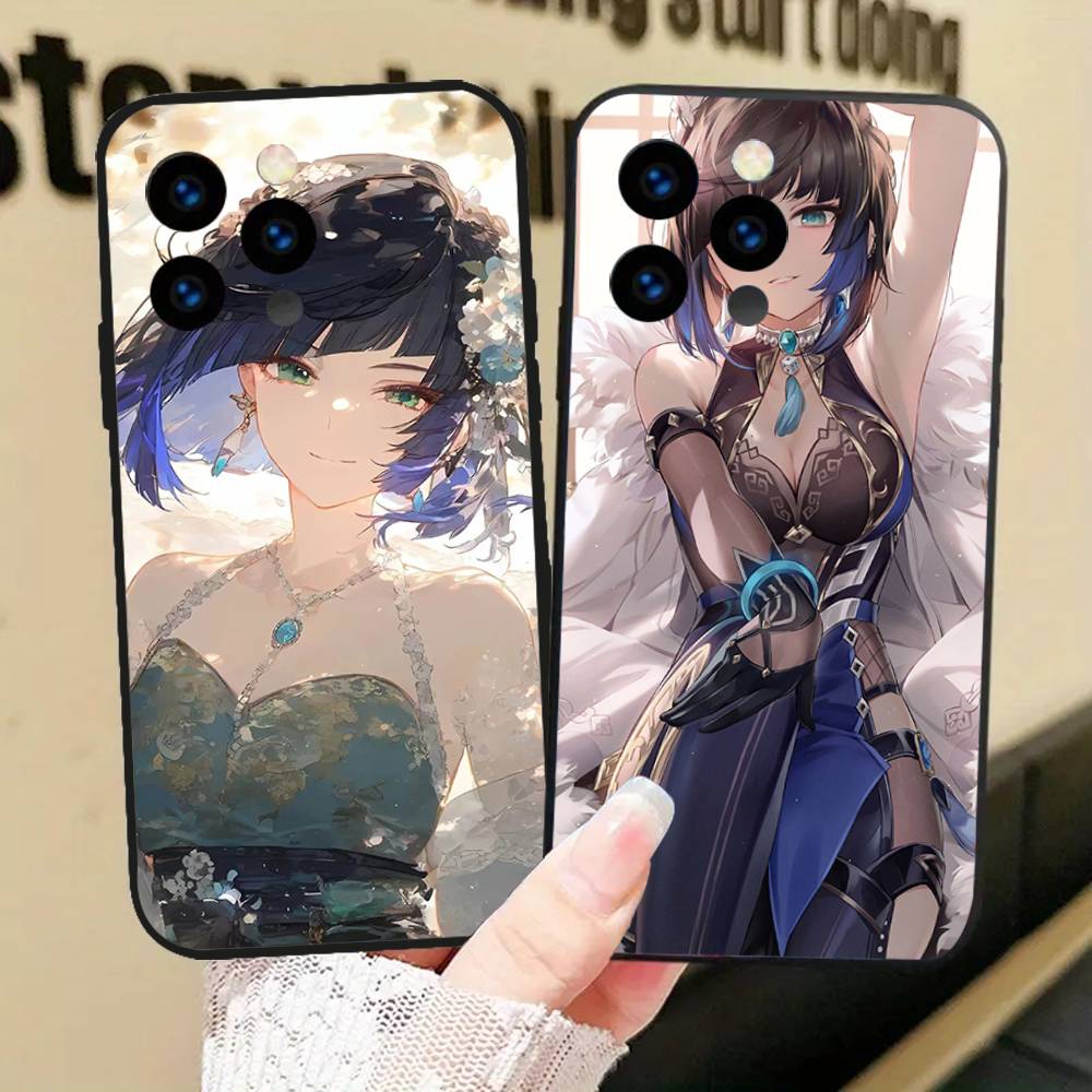 Yelan Anime Game Genshin Impact Phone Case For IPhone 17 Air 16 15 14 13 Pro Max 11 12 Black Silicone Cover