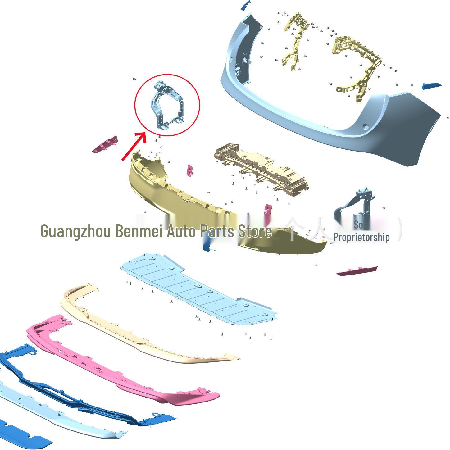 Zeekr 007 GT Rear Bumper Bracket, Model 6608187316/6608187315 Right 6608187315