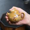 Yixing Purple Clay Teapot Creative Eggplant Shape Tea Pot Handmade Flower and Bird Kettle Household Chinese Zisha Tea Set 80ml