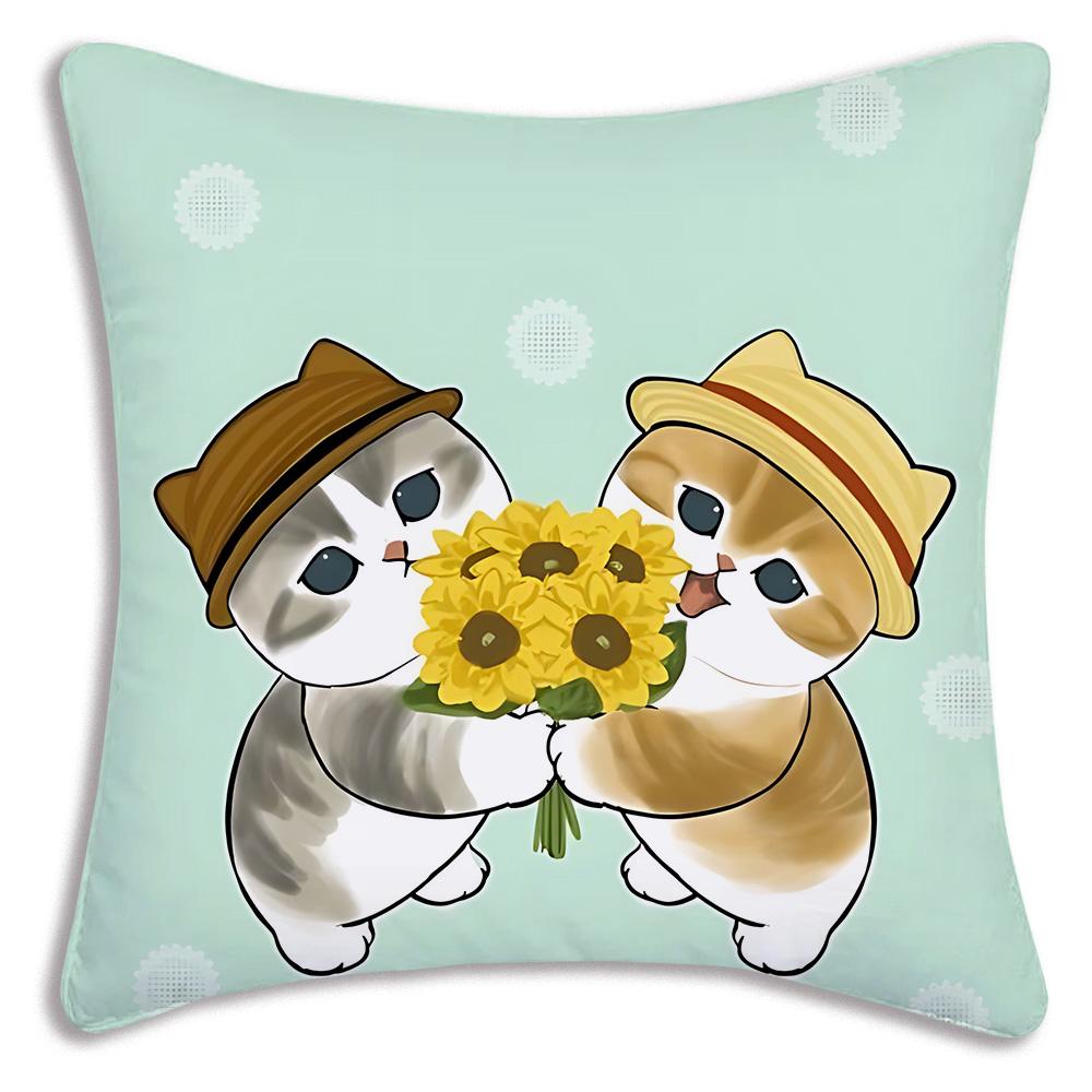 Cute Mofusands Pillow Covers Cartoon Sofa Decorative Home Double-Sided Printing Short Plush Cute Cushion Cover