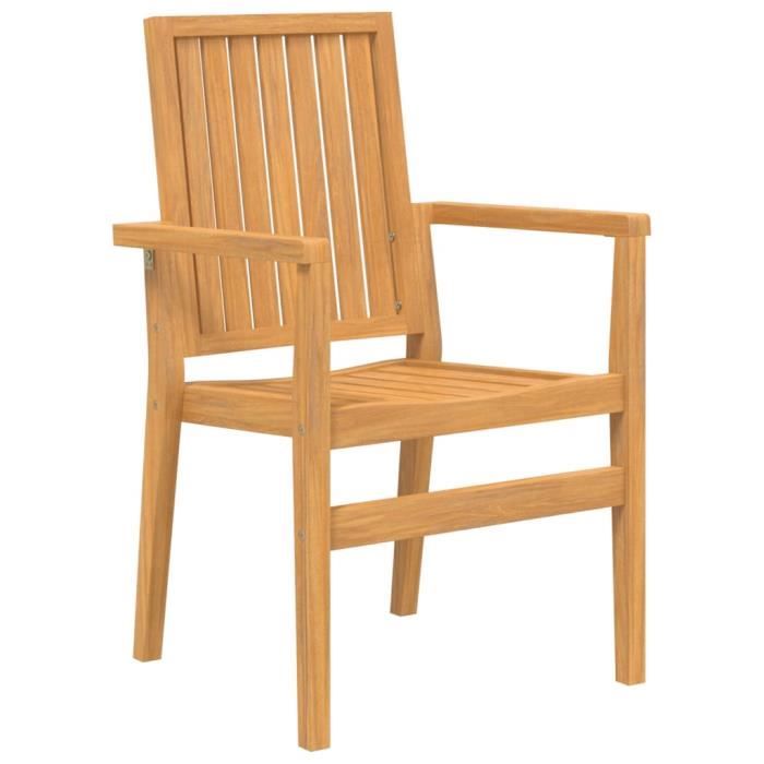 VidaXL Chaises de jardin empilables lot de 2 56,5x57,5x91 cm bois teck 364404