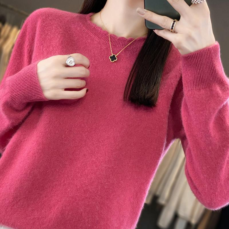 

Кружевной свитер с круглым вырезом для женщин на весну и осень, мягкий, приятный к коже базовый свитер, модный свободный универсальный пуловер XXL