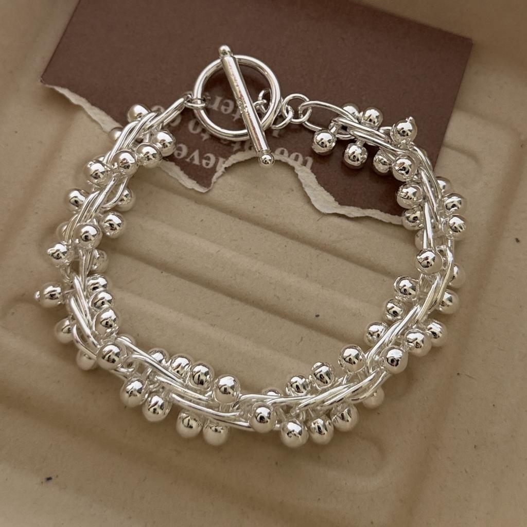 Xiaomi 100% Solid 925 Sterling Silver Metal Bracelet for Women Vintage Handmade Simple Balls Bracelet Birthday Gift Party