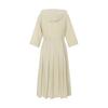 VISITINNEWYORK Elastic Waist Hooded Zip-Up Pleated Dress (Vz4Op2A)
