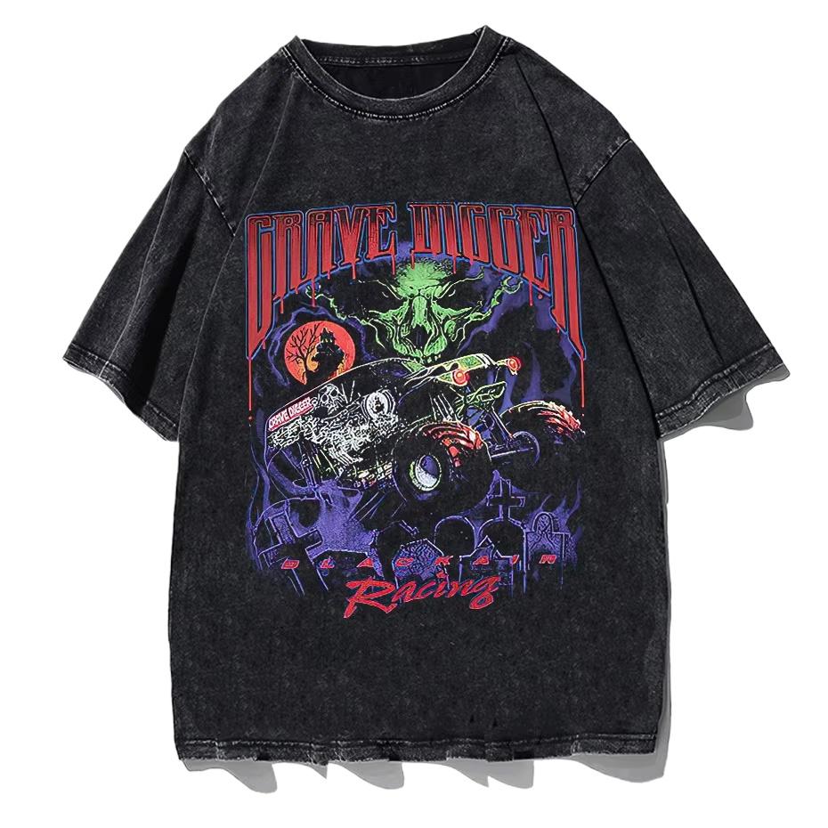 

T Shirt Streetwear Men Hip Hop T-Shirt Devil Racing Harajuku Tshirt Summer Short Sleeve Cotton Tops Tees S