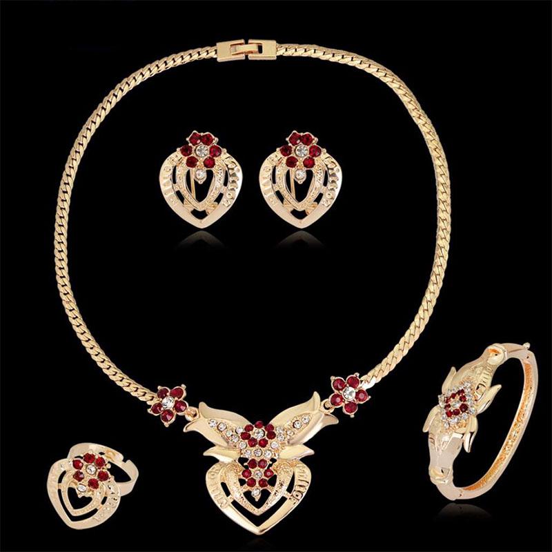 Buy Charm Bracelet Necklace Jewelry Set Earrings Ring Wedding Women's