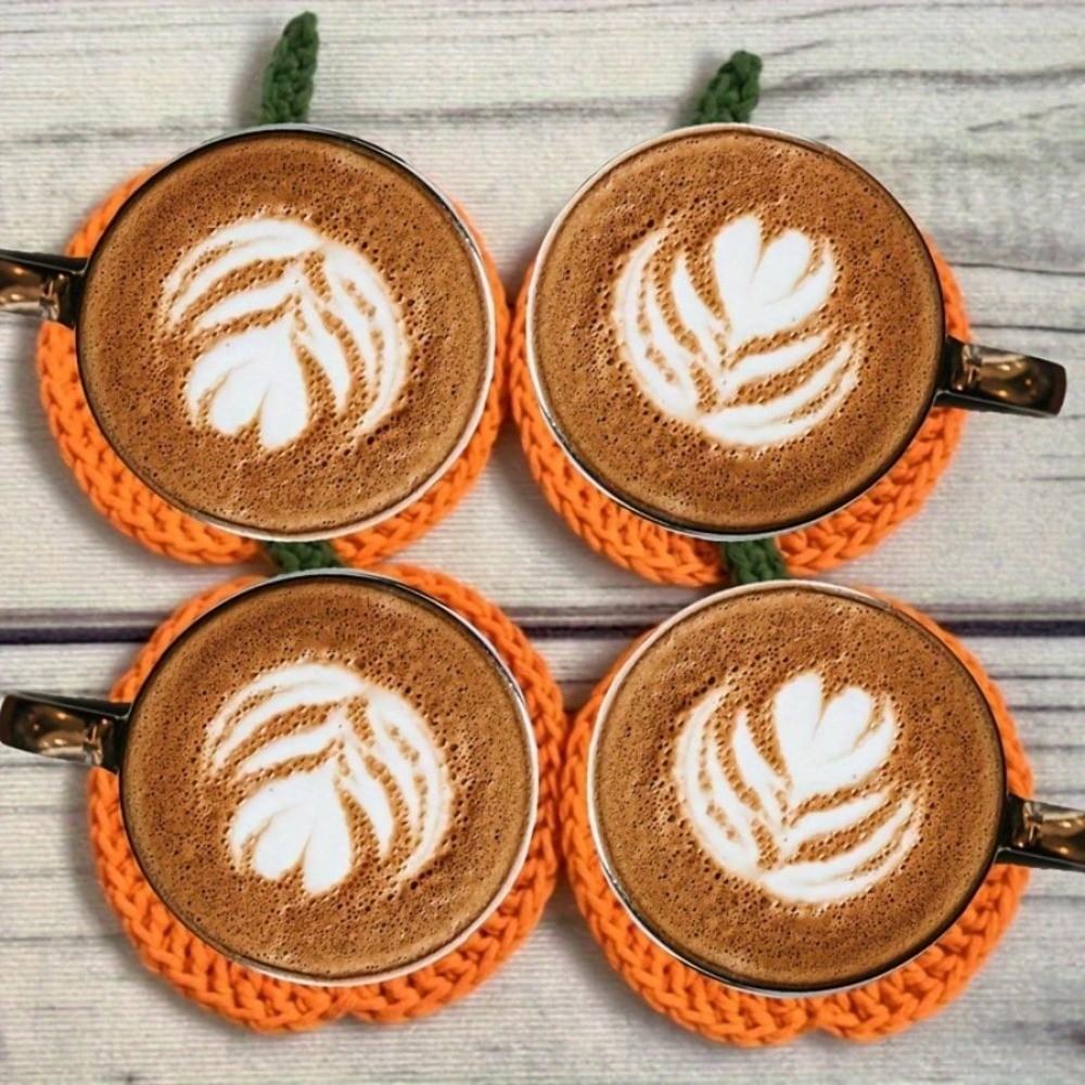 4pcs Pumpkin Shape Handmade Coasters Heat-Resistant Drink Mats New Fall Decor  Farmhouse Decor