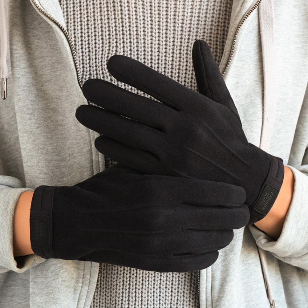 Touch Screen Keep Warm Gloves Solid Color Winter Mittens Thickened Thermal Gloves Man