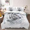 White Tiger Duvet Cover Set Queen Size Wildlife Comforter Covers Animal Print Bedding Set For Boys Girls Kids Art Bedroom Decor