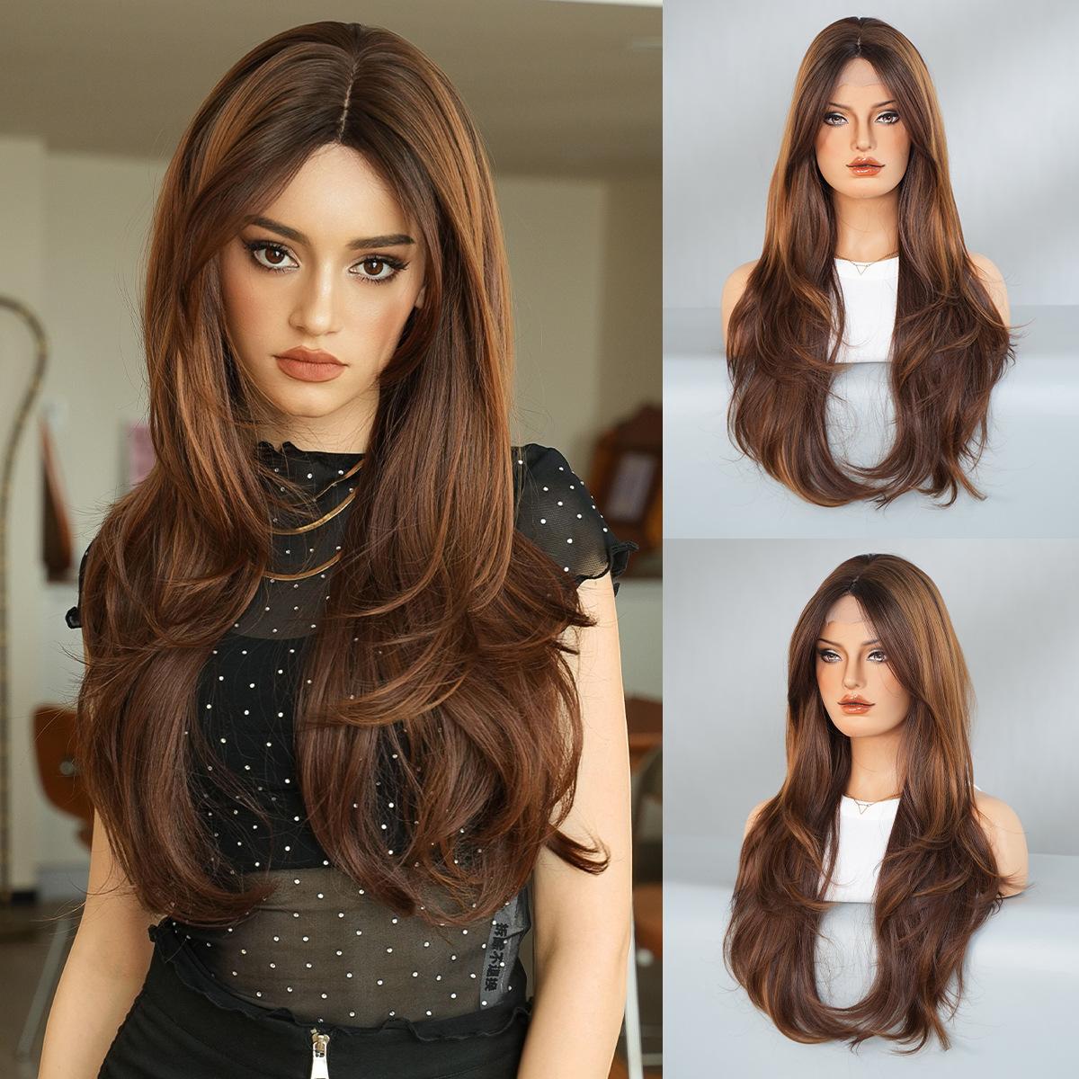 

Сладкий апельсиновый чай Коричневый Маленький Кружевной парик для женщин - Корейский Японский Слоистый Средней Длины, Быстрая Красота Натуральный Пробор, Полная Шапочка Для Ежедневной Укладки 74Cm коричневый