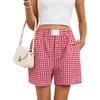 Women's Summer Casual Plaid Pocket Shorts Boxers Beach Pants Shorts