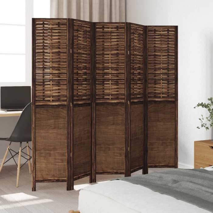 VidaXL Room Divider 5 Panels, Room Separator, Privacy Screen, Living Room Bedroom Screen, Dark Brown Wood 358710