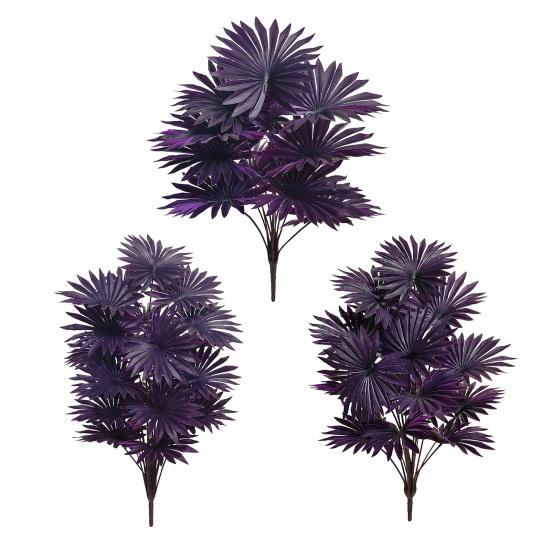 Purple Artificial Palm Tree Realistic Faux Palm Tropical Leaves Fake Palm Branches for Halloween Christmas Indoor Outdoor Decor