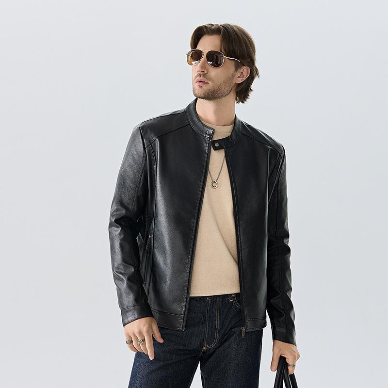 New casual fashion high-end leather jacket men's loose trend American cycling locomotive casual PU leather jacket