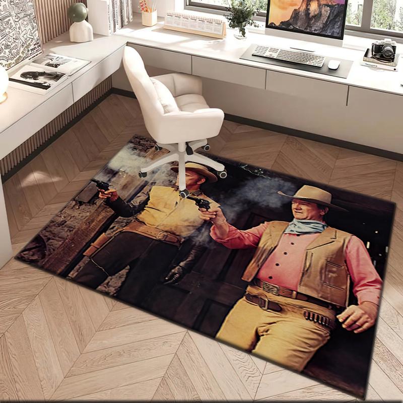 1pc John Wayne with a gun Carpet Rug for Living Room Bedroom Home Sofa Decoration,Kids play Non-slip Floor Mat