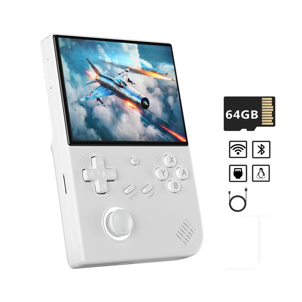 Anbernic RG40XXV Whatsko Handheld Portable Game 64GB Linux IPS Full 16 Million RGB White Console, RAM, System, 4-inch Screen, WiFi, Bluetooth, Colors,