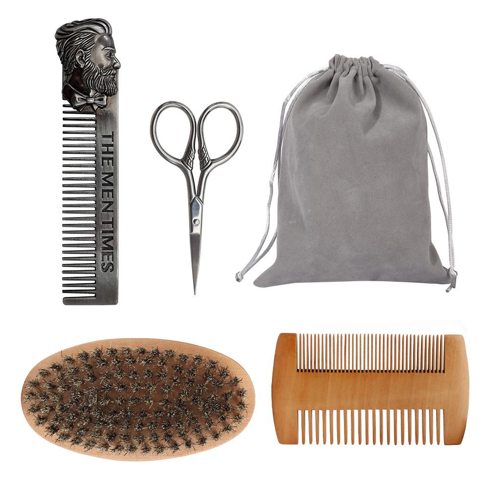 **Yidai Boar Bristle Beard Grooming Set with Scissors & Comb**